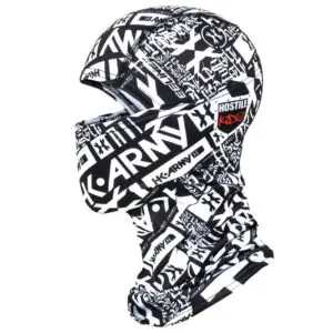 Black and white balaclava with "Hostile KDZ" logo.
