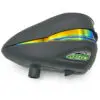 Dye R2 paintball hopper with iridescent trim.