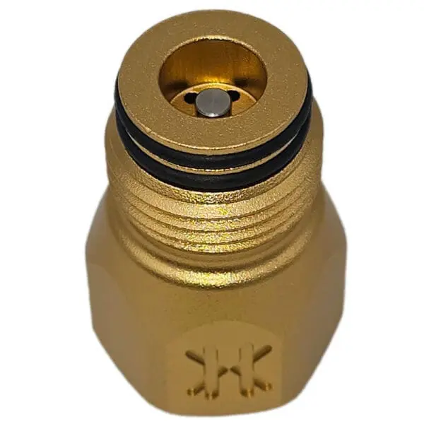 Gold air tank adapter with pin.