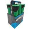 Here's an alt tag for the image: Six green MaxLock paintball pods.