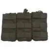 Triple olive green tactical magazine pouches.
