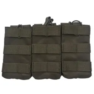 Triple olive green tactical magazine pouches.