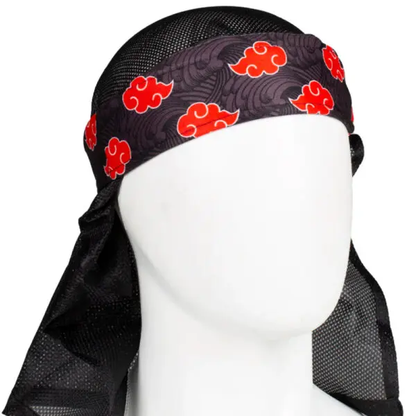 Black headband with red cloud pattern.