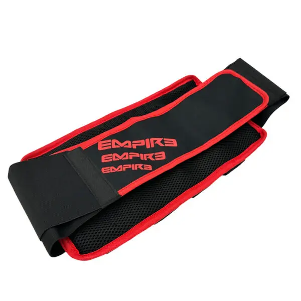 Empire paintball harness with red trim.