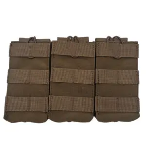 Triple tan tactical magazine pouches.