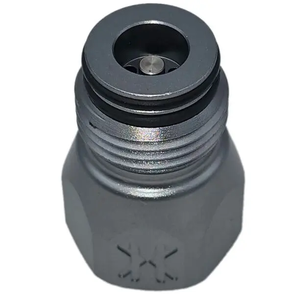 Silver aluminum air tank adapter.
