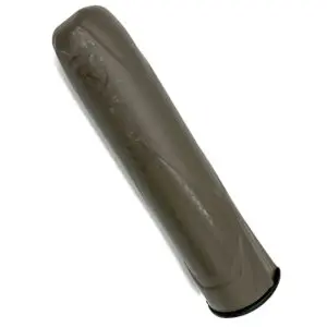 Brown textured grip for a firearm.