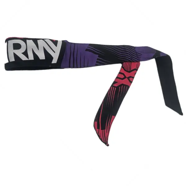 Purple and black patterned headband.