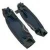 Pair of black elbow pads for sports.
