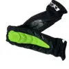 Pair of black and green elbow pads.