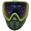 Lime green paintball mask with thermal lens.