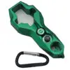 Green disc golf burst tool with carabiner.