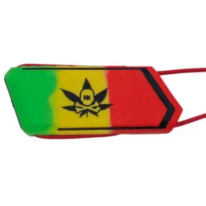 Rasta-colored silicone case with cannabis leaf.