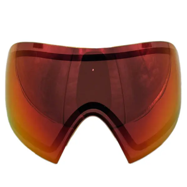 Red and orange mirrored paintball lens.