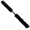 Black fur shoulder strap detail.