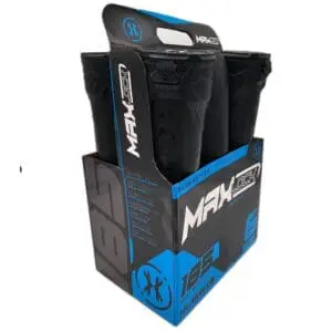 Six black paintball MaxLock pods.