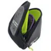 Goggle case with green interior, partially open.