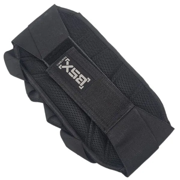 Black paintball harness, back view.