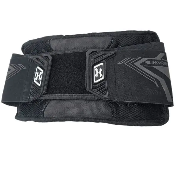 Black tactical belt with Velcro strap.
