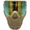 Skull-themed paintball mask with reflective visor.
