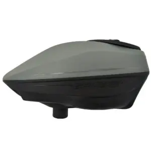 Gray paintball hopper with black accents.