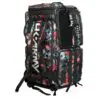 Floral backpack with "HK Army" logo design.