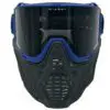 Paintball mask with blue and black design.