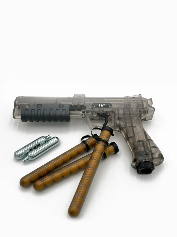 Toy gun with projectiles and cartridges.