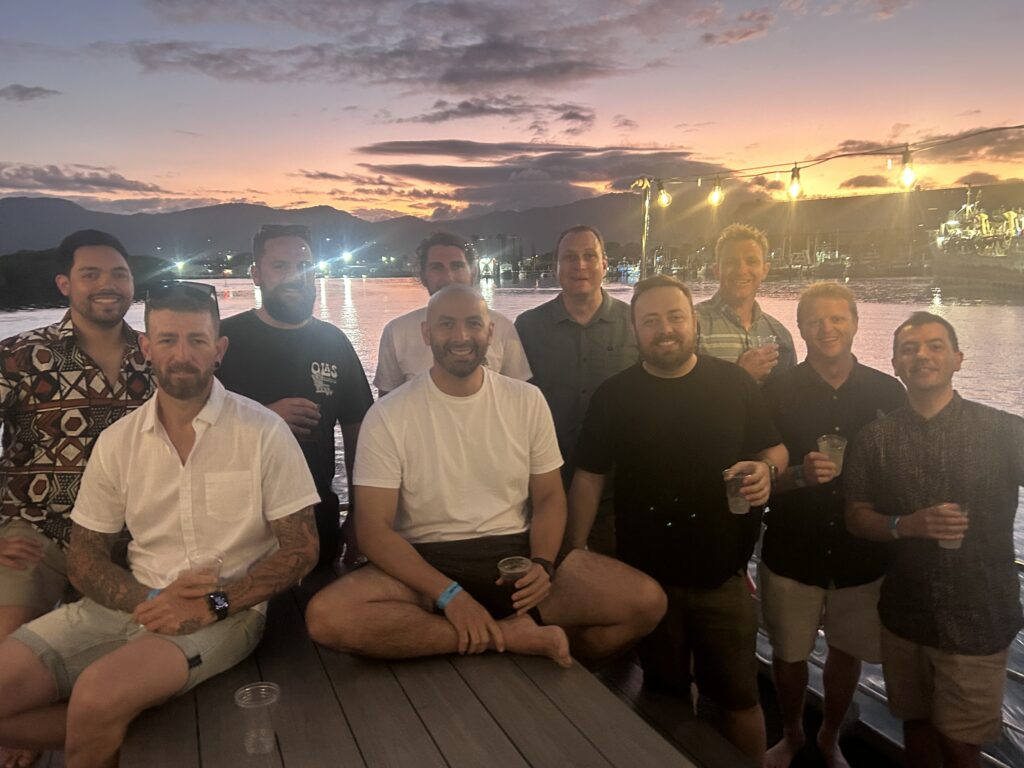 bucks on boat sunset