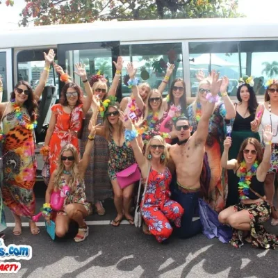 hens-near-bus-with-guy